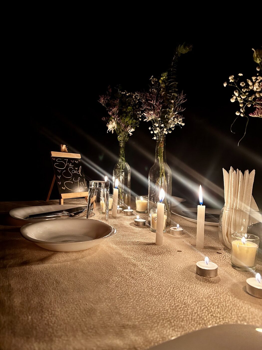 Romantic dinner setup